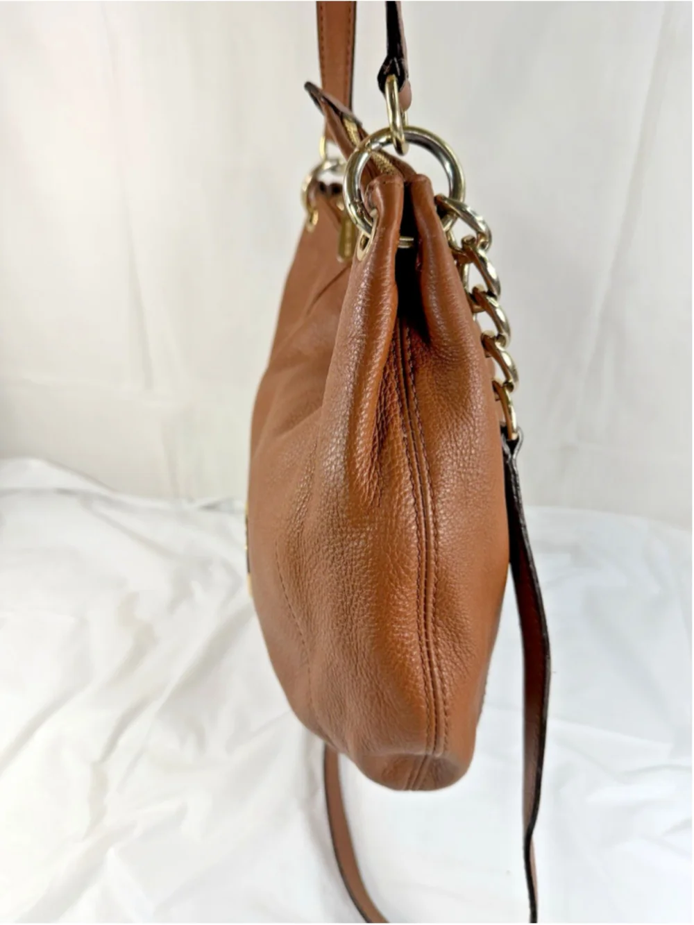 Michael Kors Large Brown Leather Shoulder Hobo Bag crossbody
